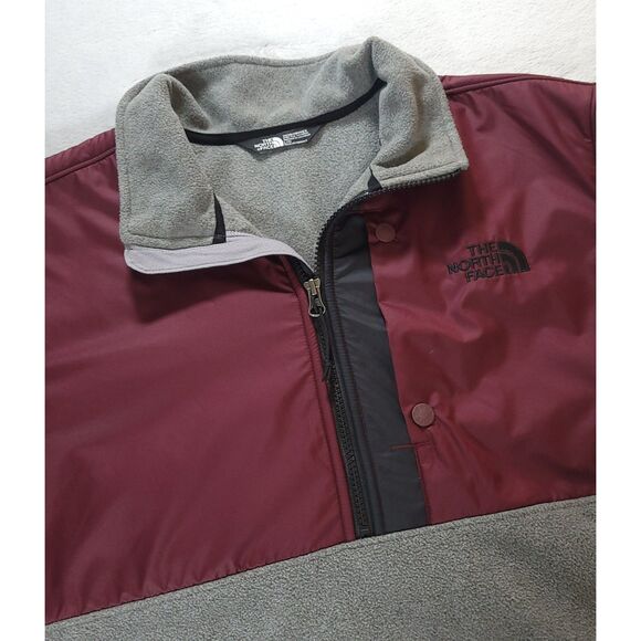 The North Face Denali 1/4 Zip Fleece Jacket Gray Maroon Mens L - Picture 1 of 10